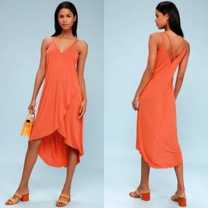 Lush from Lulu's Coral Orange High Low Dress